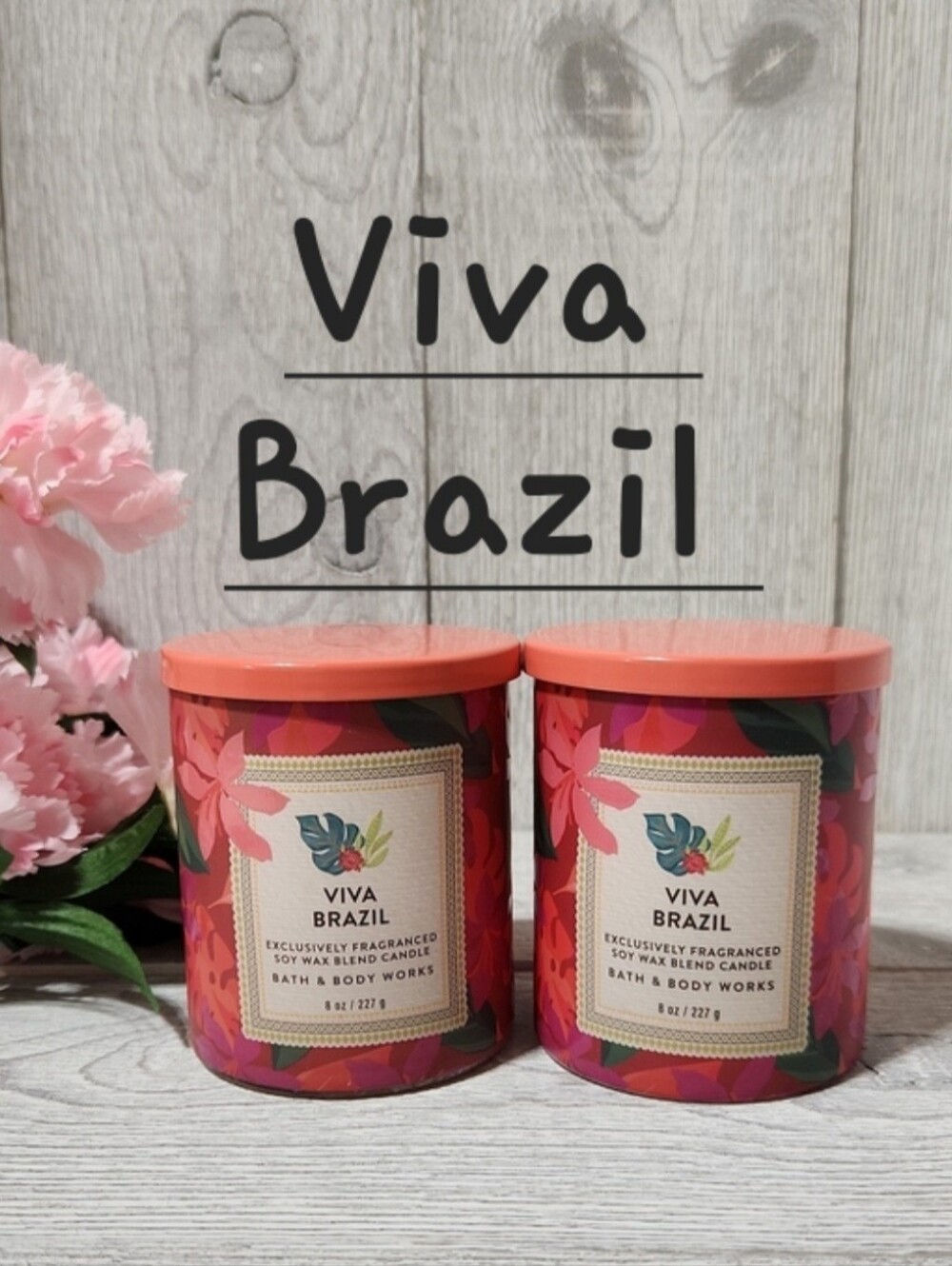 Bath & Body Works Viva Brazil 8oz Single Wick Candles X2